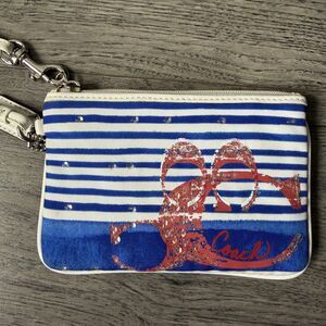 Coach Poppy Nautical Stripe Sequin Wristlet